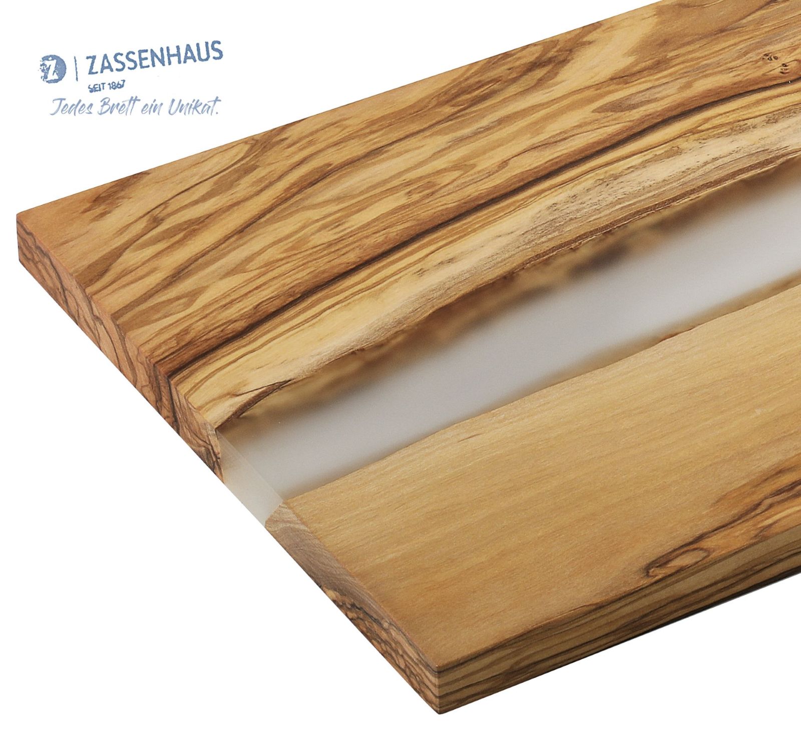 058642 Servírovací prkénko 45x22x1,5 cm olivové dřevoprůhledná pryskyřice Zassenhaus (1)